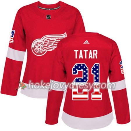 Dámské Hokejový Dres Detroit Red Wings Tomas Tatar 21 2017-2018 USA Flag Fashion Černá Adidas Authentic